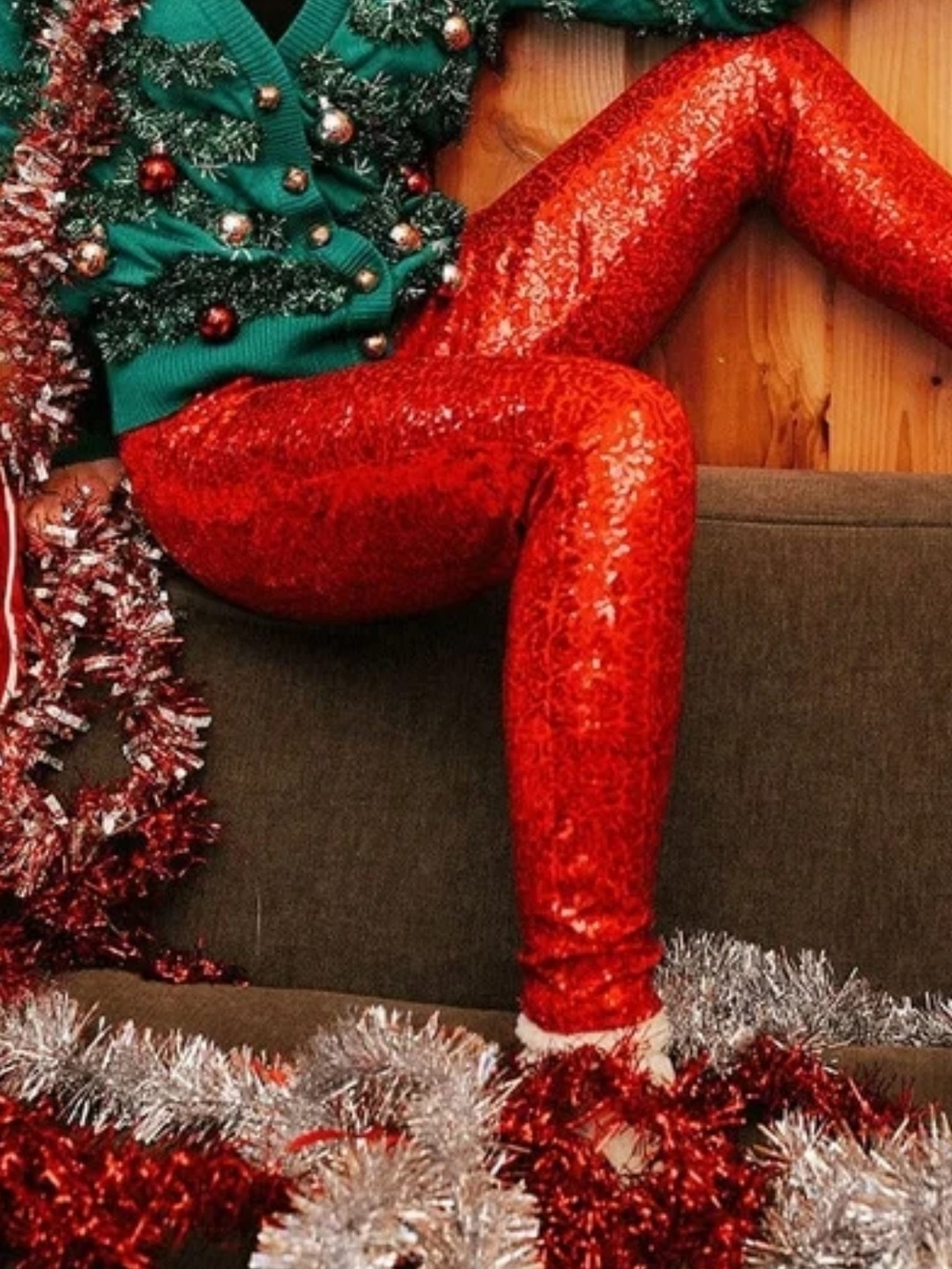 Tipsy Elves Red Sequin Skinny Holiday Pants